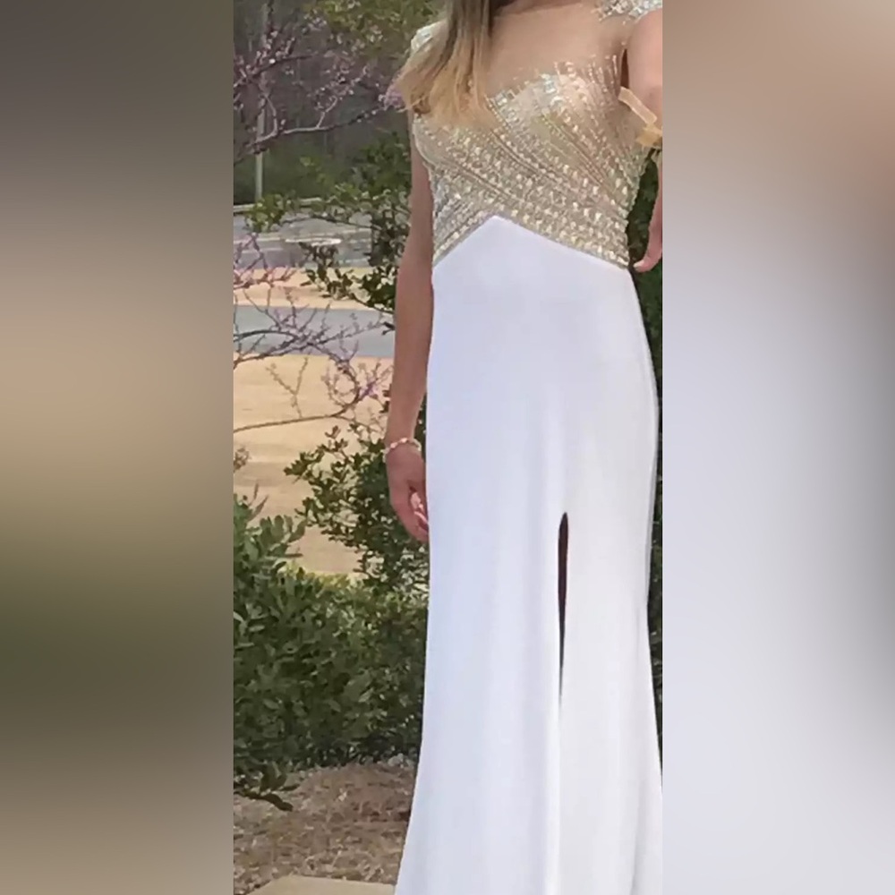 Elegant White and Gold Gown